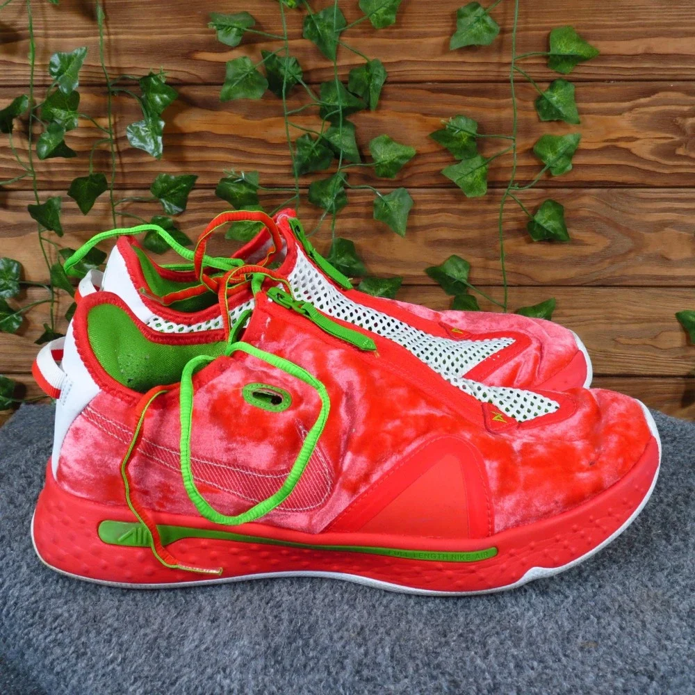 Nike PG 4 Christmas Mens Basketball Shoes Size 11 Athletic Red White Green